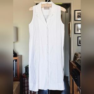 Everlane Women's White Sleeveless Button-Down Linen Dress